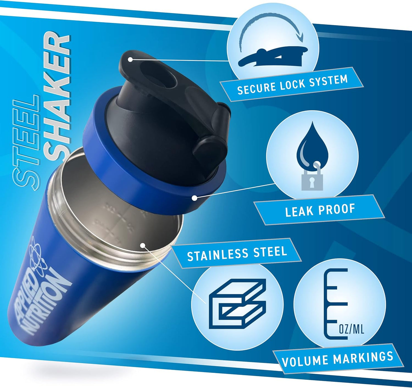 Applied Nutrition - Steel Shaker - Stalen Shake Beker Supp City