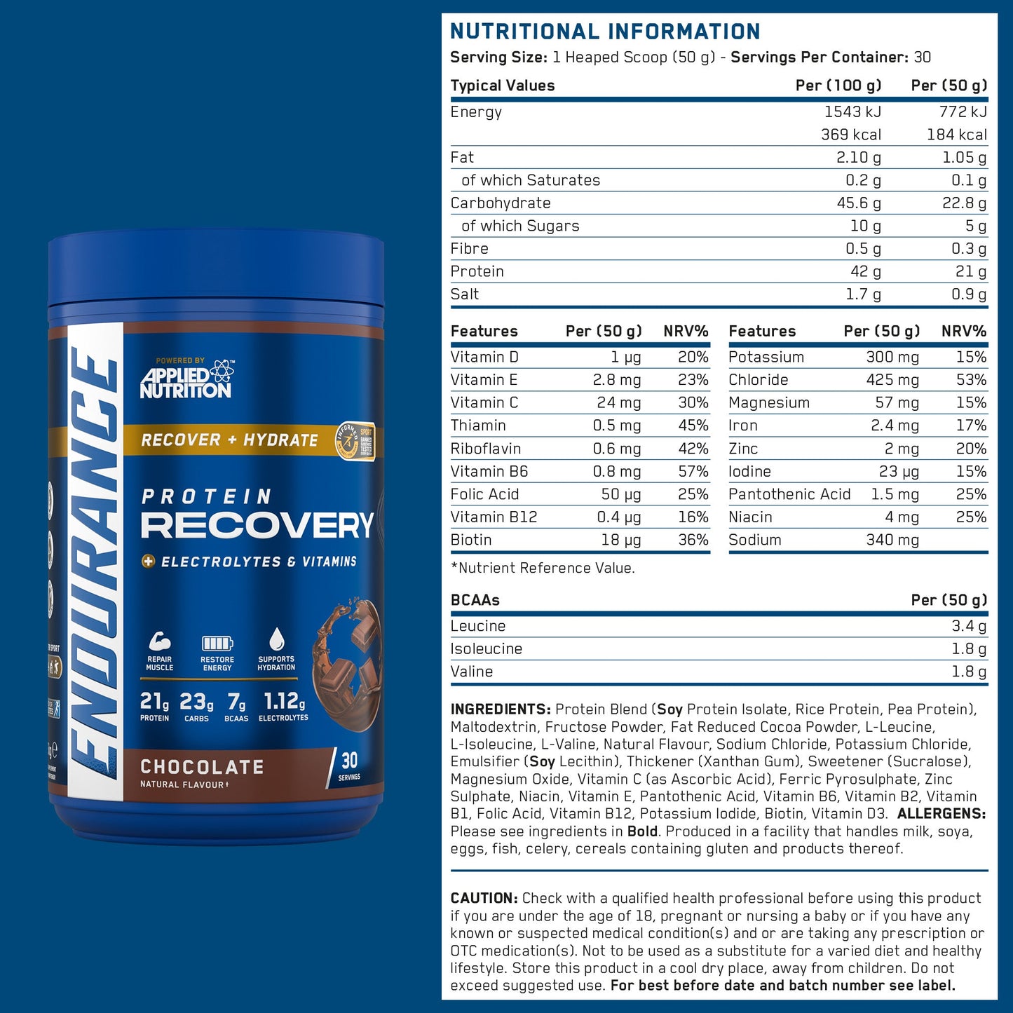 Applied Nutrition - Endurance Recovery - 1.5kg 30 Servings DSL Global