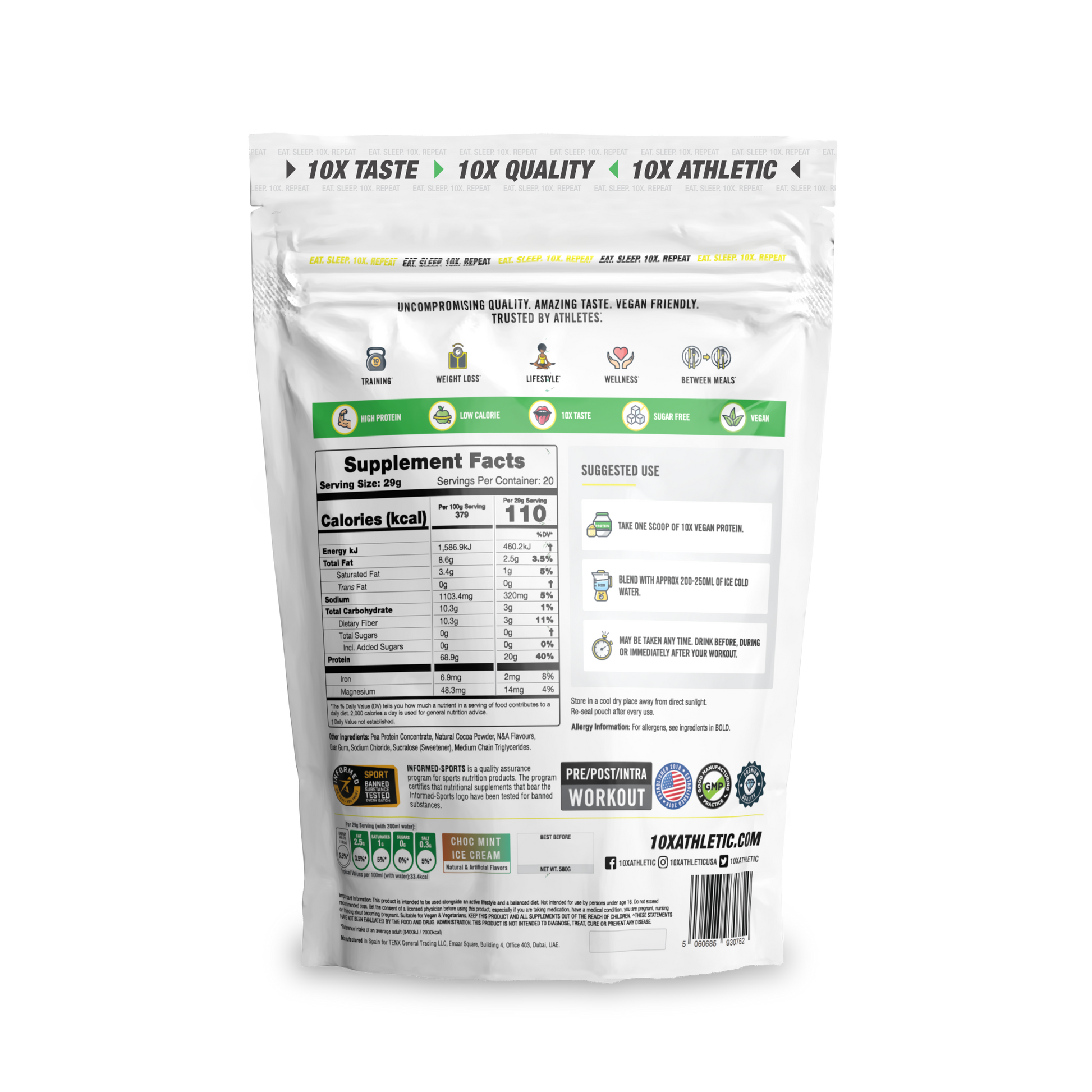 10X - Vegan Protein - 540G Supp City