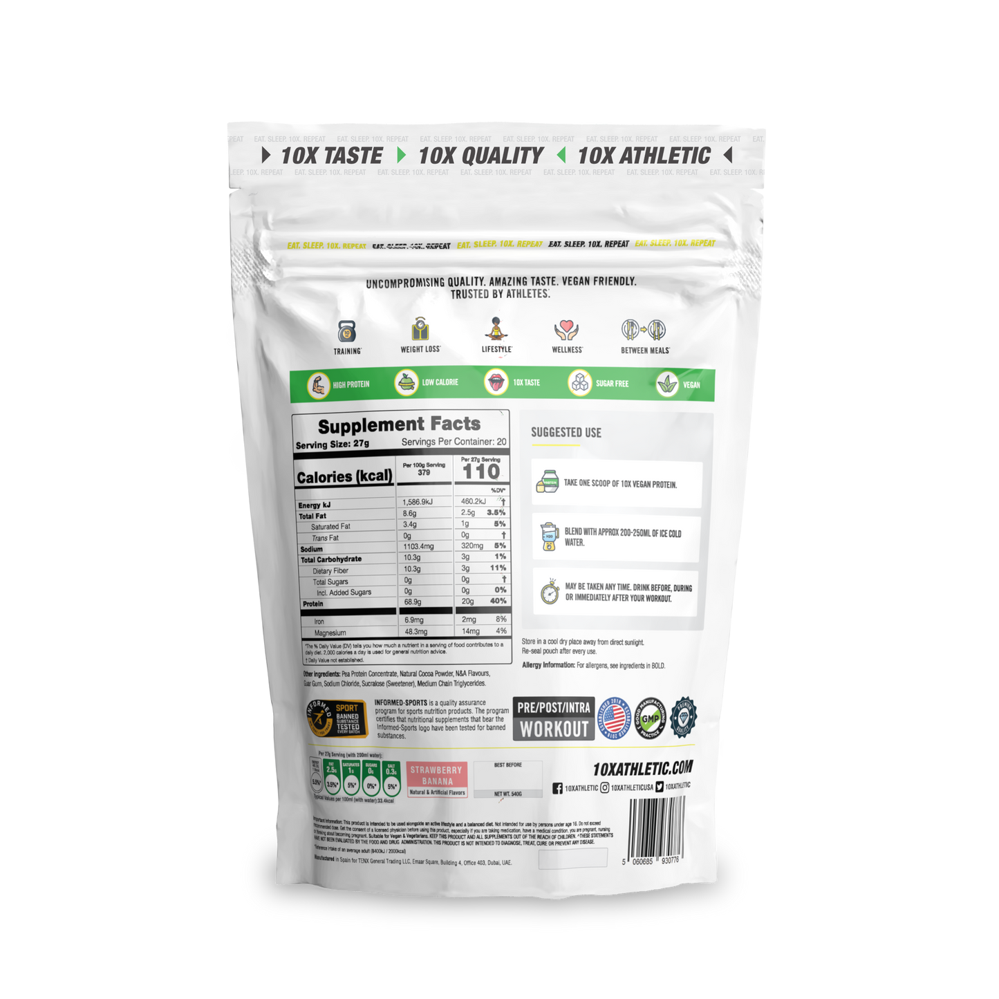 10X - Vegan Protein - 540G Supp City