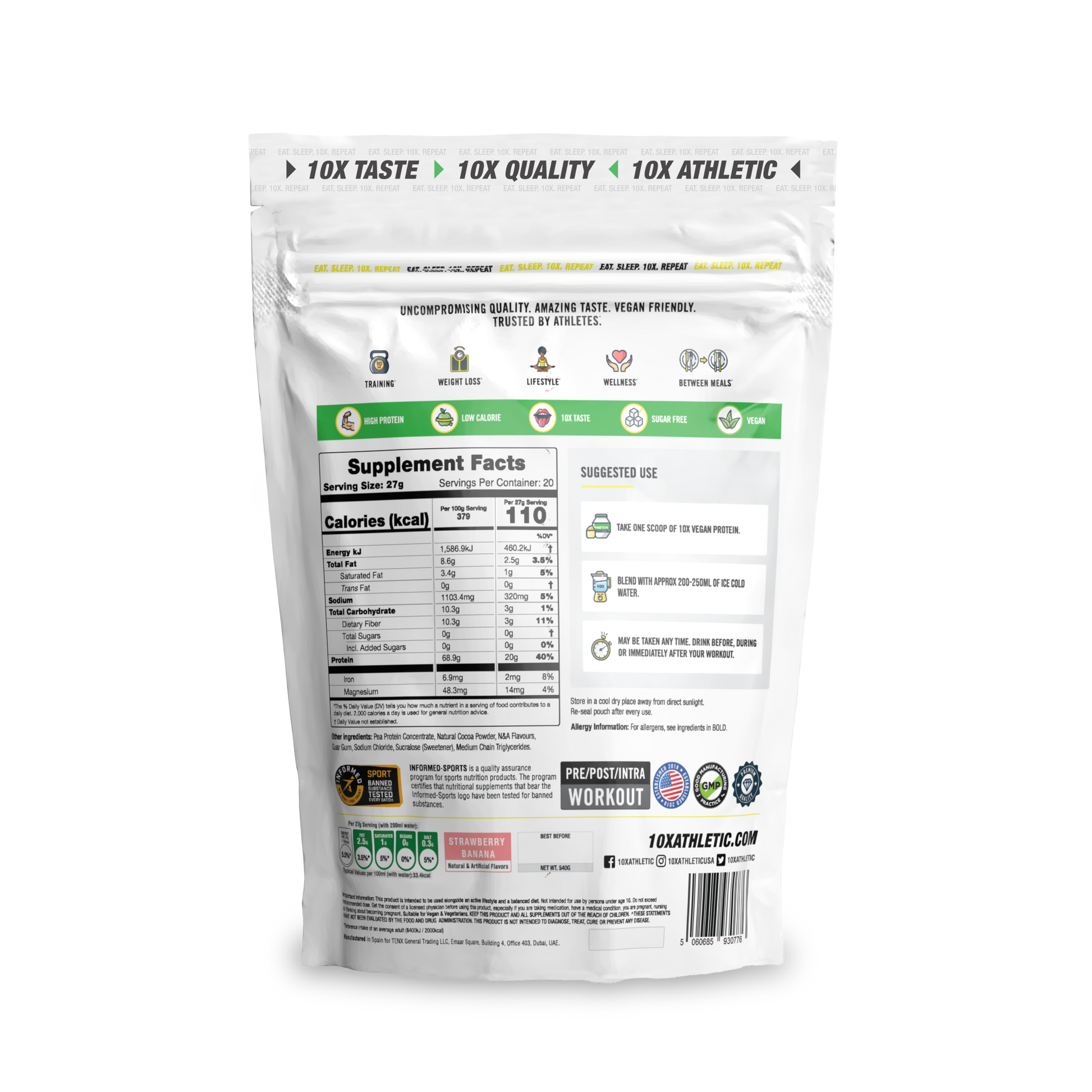 10X - Vegan Protein - 540G Supp City