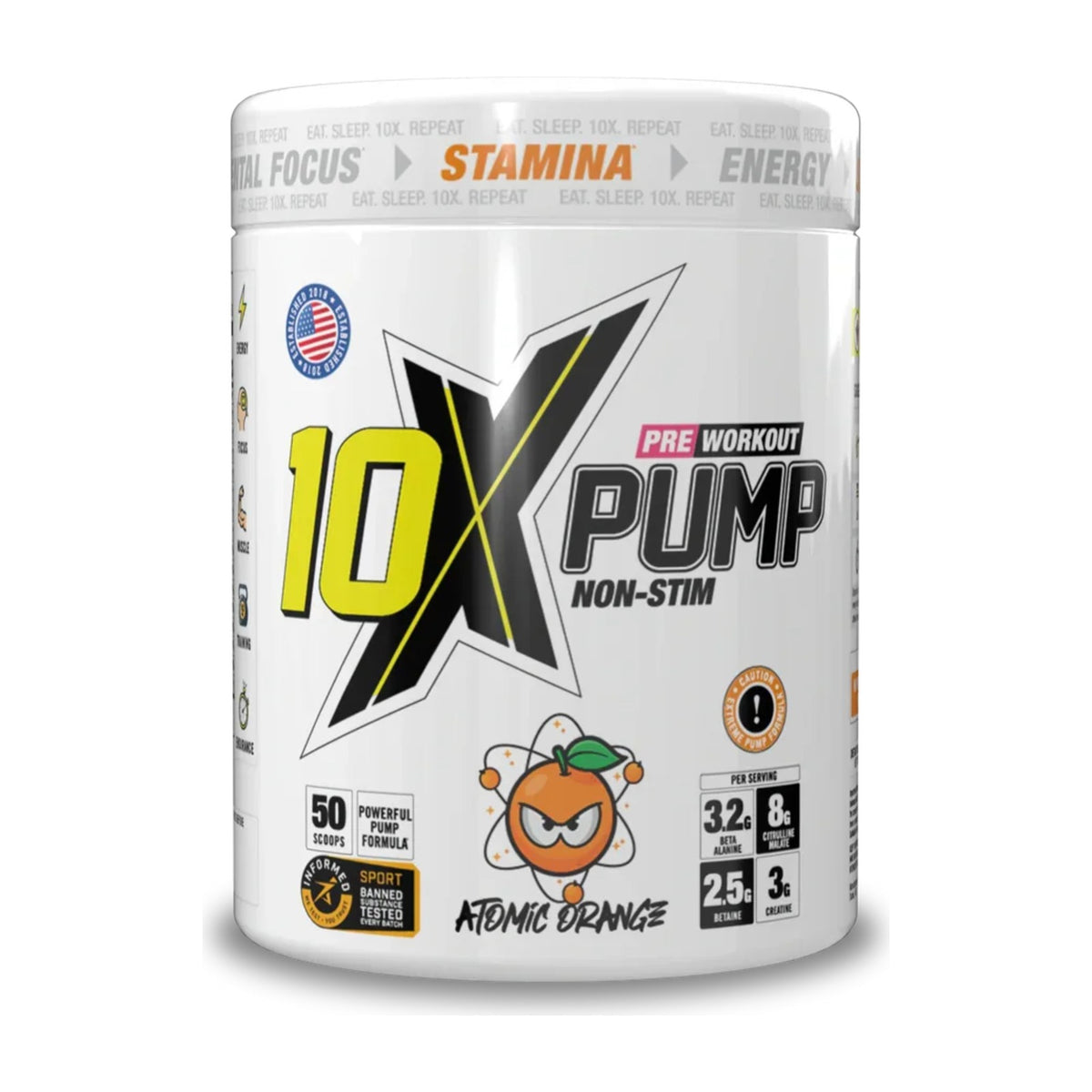 10X - Pump Stim Free Pre Workout - 600G