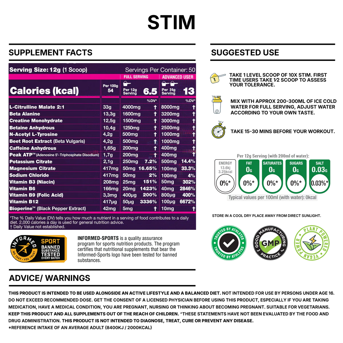 10X - Stim Pre Workout - 600g Supp City