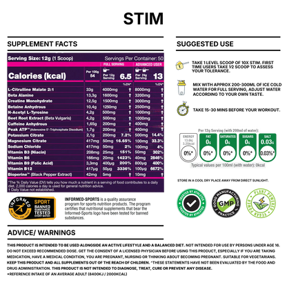 10X - Stim Pre Workout - 600g Supp City