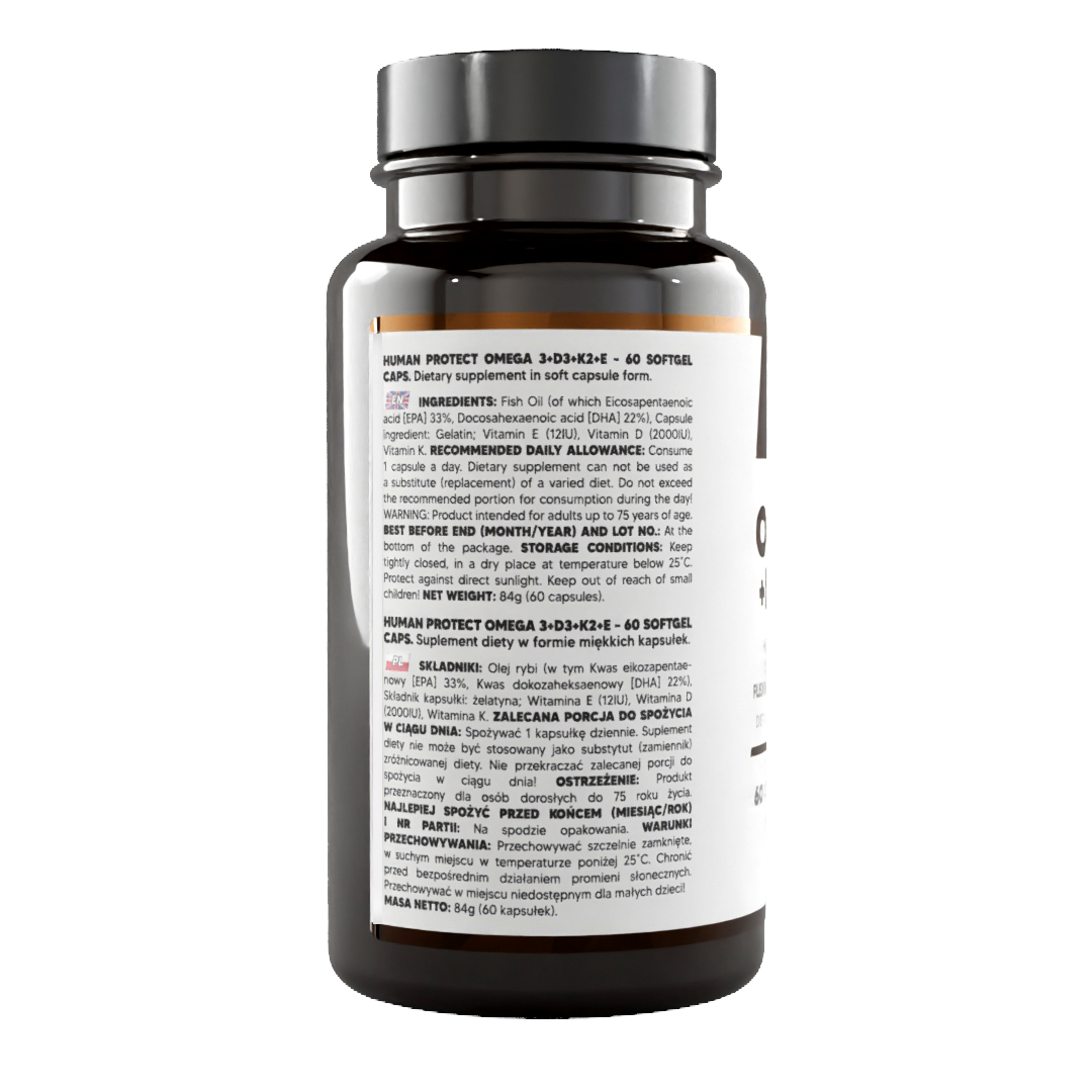 Human Protect - Omega 3 + vit D3 + K2 + E - 60 caps DSL Global